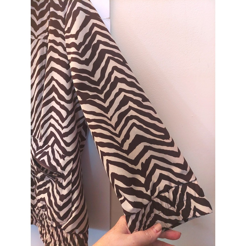 Chicos Zenergy Chic Zebra Print Y2K Revival Jacket Brown Cream Snap Front 1 M - Picture 5 of 8